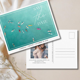 Carte Postale Surfer Mariage Blue Ocean Enregistrer la date Cart