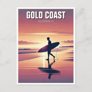 Carte Postale Surfer moderne Sunset Gold Coast Australie