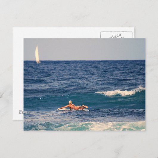 Carte postale Surfer Padding Out (Devant / Derrière)