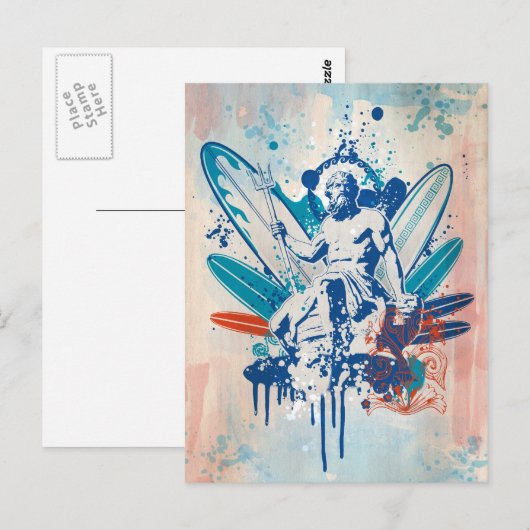 Carte Postale surfer poseidon (Devant / Derrière)