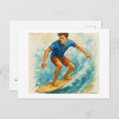 Carte Postale Surfer Riding a Wave,  (Devant / Derrière)
