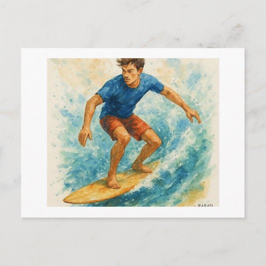 Carte Postale Surfer Riding a Wave,  (Devant)