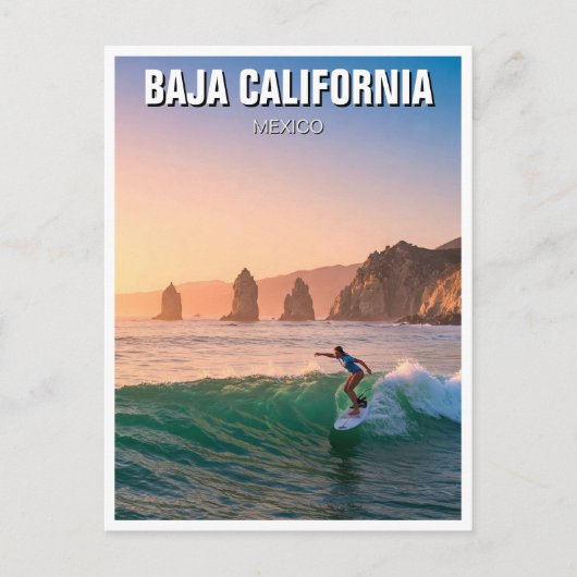 Carte Postale Surfer Sunset Basse Californie (Devant)