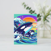 Carte Postale Surfer sur les vagues (Debout devant)