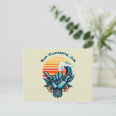 Carte Postale Surfer sur une grande vague à la main Symbole-Retr (Debout devant)