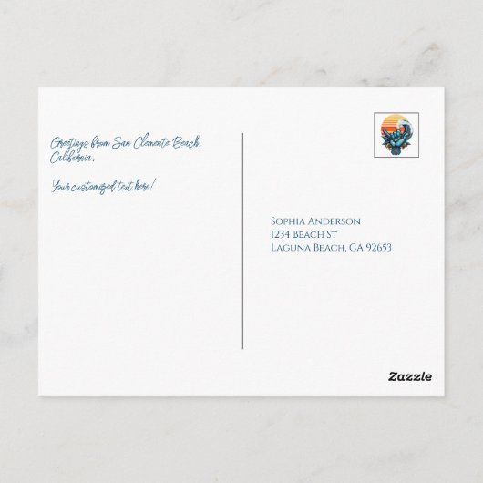 Carte Postale Surfer sur une grande vague à la main Symbole-Retr (Dos)