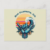 Carte Postale Surfer sur une grande vague à la main Symbole-Retr (Devant)