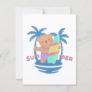 Carte Postale Surfeur d'ours en été à Hawaii
