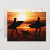Carte Postale Surfeurs de coucher de soleil (Devant / Derrière)