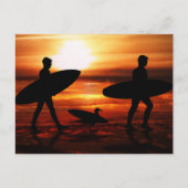 Carte Postale Surfeurs de coucher de soleil (Devant)