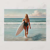 Carte Postale Surfeuse sur la plage (Devant)