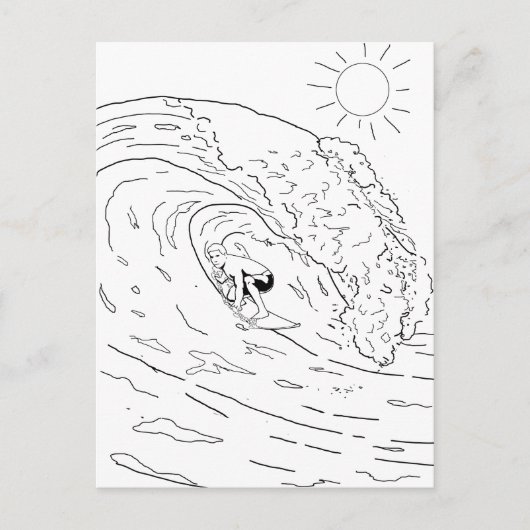 Carte postale Surfing Adulte Coloring (Devant)