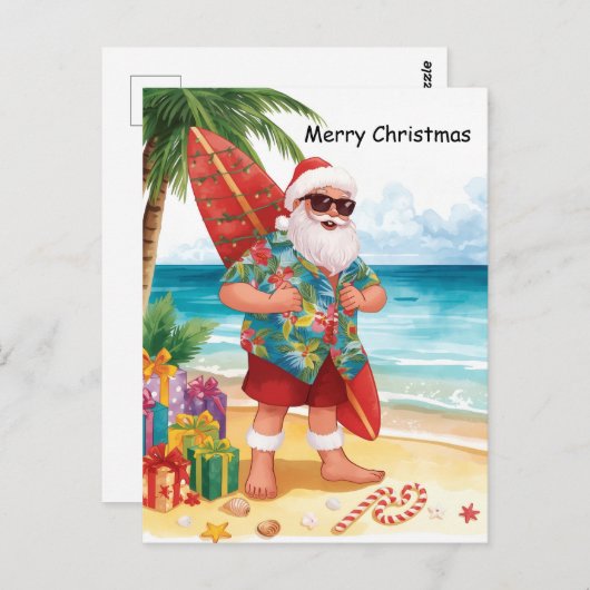 Carte Postale Surfing Christmas in July with SANTA CLAUS   (Devant / Derrière)