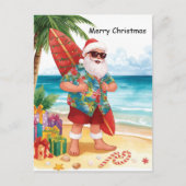 Carte Postale Surfing Christmas in July with SANTA CLAUS (Devant)