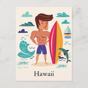 Carte Postale Surfing Hawaii Nom personnalisé