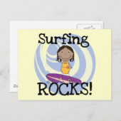 Carte Postale Surfing Rocks African American Girl Tshirts (Devant / Derrière)