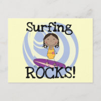 Surfing Rocks African American Girl Tshirts
