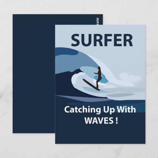 Carte Postale Surfing Surfer Beach (Devant / Derrière)