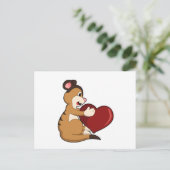 Carte Postale Suricate avec cœur (Debout devant)