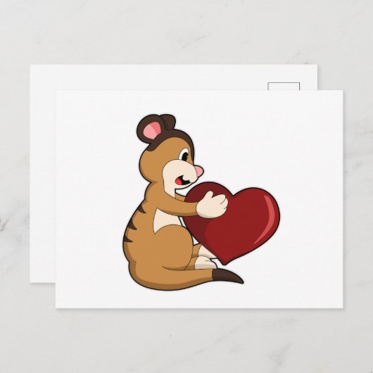 Carte Postale Suricate avec cœur (Devant / Derrière)