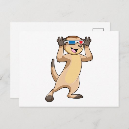 Carte Postale Suricate avec des lunettes (Devant / Derrière)