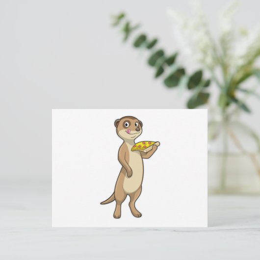 Carte Postale Suricate avec Pizza (Debout devant)