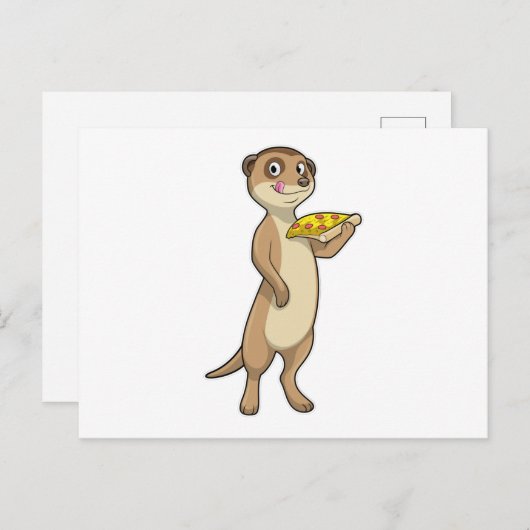 Carte Postale Suricate avec Pizza (Devant / Derrière)