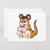 Carte Postale Suricate avec une tasse de café (Devant / Derrière)