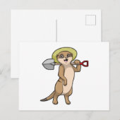 Carte Postale Suricate en agriculteur avec une pelle (Devant / Derrière)