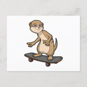 Carte Postale Suricate en patineur avec planche à roulettes