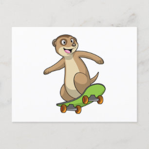 Carte Postale Suricate en patineur avec skateboard