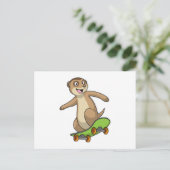 Carte Postale Suricate en patineur avec skateboard (Debout devant)