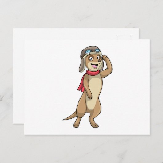 Carte Postale Suricate en pilote avec chapeau de pilote (Devant / Derrière)