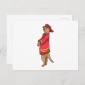 Carte Postale Suricate en pompier avec casque (Devant / Derrière)