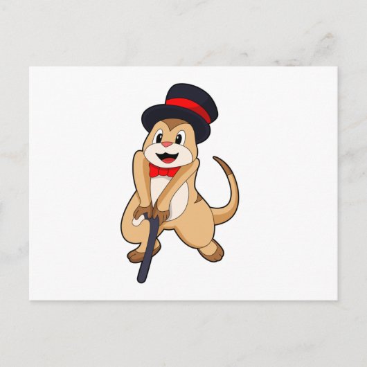 Carte Postale Suricate en retraité avec canne de marche (Devant)