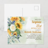 Carte Postale Surprise 21e anniversaire Sunflowers Eucalyptus (Devant / Derrière)
