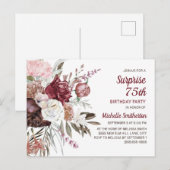 Carte Postale Surprise 75e anniversaire Bourgogne bleu rose flor (Devant / Derrière)