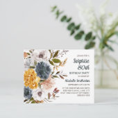 Carte Postale Surprise 80e anniversaire Jaune Marine Bleu Floral (Debout devant)
