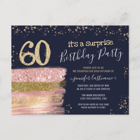 Carte Postale Surprise Anniversaire Parties scintillant gâteau I (Devant)