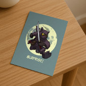Carte Postale Surprise ! Cartoon noir Ninja Flying Kick