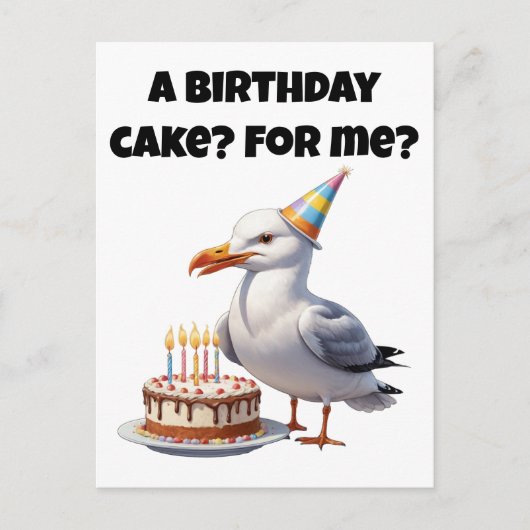 Carte Postale Surprise d'anniversaire de Mouette – Gâteau pas en (Devant)