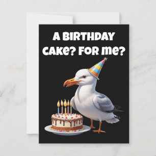 Carte Postale Surprise d'anniversaire de mouette – Gâteau pas sû