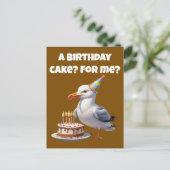 Carte Postale Surprise d'anniversaire de mouette – Gâteau pas sû (Debout devant)