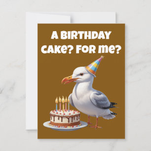 Carte Postale Surprise d'anniversaire de mouette – Gâteau pas sû