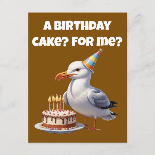 Carte Postale Surprise d'anniversaire de mouette – Gâteau pas sû (Devant)