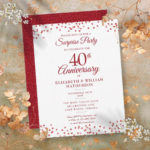 Carte Postale Surprise Party 40e anniversaire du Mariage Ruby He
