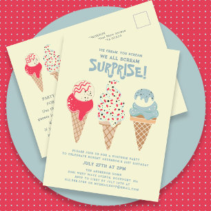 Carte Postale Surprise Party Glace Cream 21e anniversaire Invita