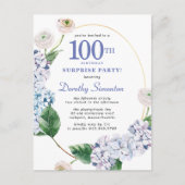 Carte Postale Surprise Party Hydrangea Rose 100e anniversaire (Devant)