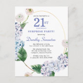 Carte Postale Surprise Party Hydrangea Rose 21e anniversaire (Devant)