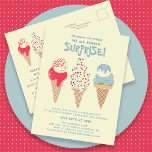 Carte Postale Surprise Party Ice Cream 30e anniversaire Invitati<br><div class="desc">Nouveau pour l'été 2024. Notre carte postale invitation "Ice Cream,  You Scream We Scream Surprise !". Trois cônes de crème glacée à l'aquarelle rétro avec des glaces patriotiques rouges,  blanches et bleues et des arrosées occupent le centre de la scène au-dessus des détails de votre fête d'anniversaire.</div>